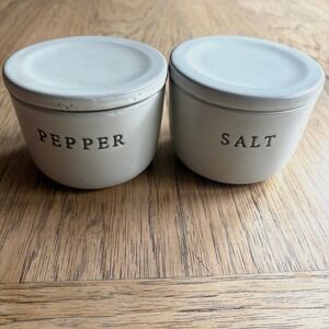 Hearth & Hand with Magnolia Stoneware Salt and Pepper Cellar Set Cream Matte